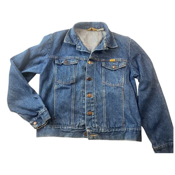 Vintage 1970s Rustler Jean Jacket  79111SW | Mens M, Blue Denim Trucker, USA - Picture 15 of 16